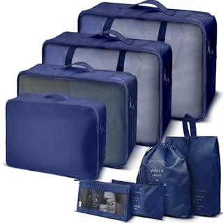 Zeydan 8 Pcs Packing Cubes for Suitcases - 190D Oxford Twill Organizer Set; Waterproof Packing Cubes for Travel/Backpack with Mesh Design | Storage Organizers Large Medium Small Travel Packing Cubes