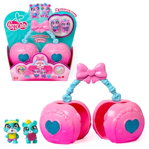 Cherry Pets – Cherry House Hamster Twins. Casita en Forma de Cereza: Incluye 1 Cherry House, 2 Gemelos exclusivos y 5 Accesorios
