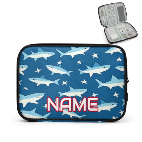 RPWOBBYQ Custom Electronics Organizer Blue Ocean Sharks Travel Cable Pouch Large Tech Accessories Case Waterproof Cord Storage Bag for Power Bank Charger Phone Earphone