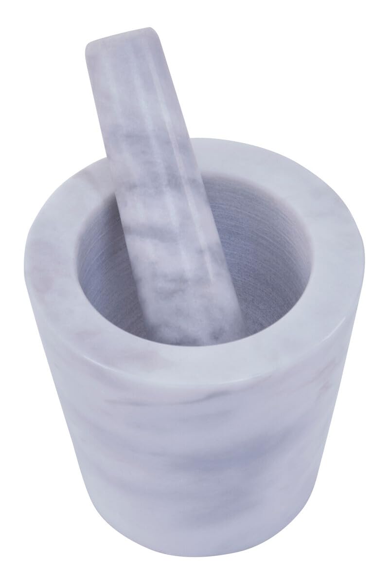 Grey Marble Mortar and Pestle 250ml - Natural Stone Grinder for Kitchen Use - Premier Housewares