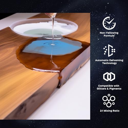 Image of Deep Pour Epoxy Resin Clear 1.5 Gallon 2-4 inch Depths for Table Bar Top Countertop Wood Art Craft, 2 Part Food Safe Self-Leveling Bubble Free Casting Resin Coating Resina Epoxica