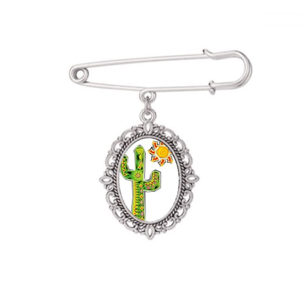 Broche peinte à la main cactus Mexique vêtement robe chemise châle clips M