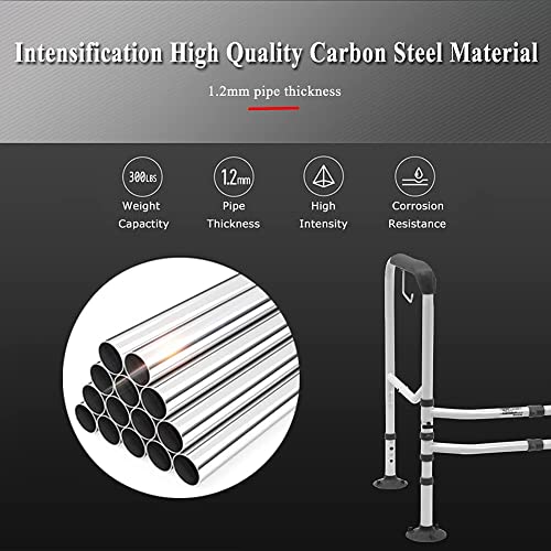 Hepester Upgrade Toilet Safety Rails - Adjustable Free Assembly Bathroom Grab Bars For Elderly With Large Suction Pad, Toilet Support Frame Armrest For Disabled Handicap With Paper Holder #TOP6