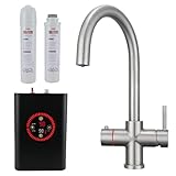 Yamataro 4 in 1 Boiling Water Tap Instant Hot Water Dispenser Kitchen Sink Mixer with 2.5L Boiler Anti-Scale Carbon Filter WRAS Approved Brass Brushed Nickel