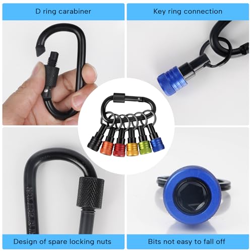 FACAINCXS 1/4 inch Hex Shank Bit Holders Keychain Quick-change Design for Nut Driver Screwdriver Drill Bit Gift for Men - Image 5