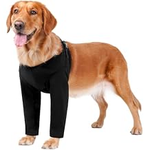 BARKLESS Dog Surgery Recovery Suit for Front Leg, Breathable & Soft Dog Long Front Leg Sleeve Shirt to Stop Licking, Adjustable|Comfortable Male Female Wound Cover, Pet Cone Alternative Black, L