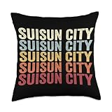 Suisun City California Suisun City CA Retro Vintage Text Throw Pillow, 18x18, Multicolor