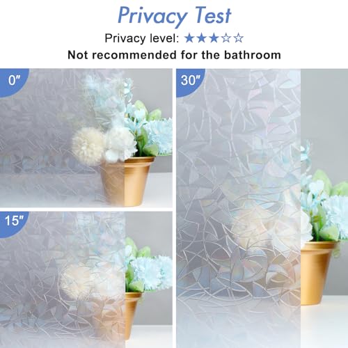 Image of Haton Window Privacy Film, Rainbow Film, Silver 23.6 inch x 78.7 inch
