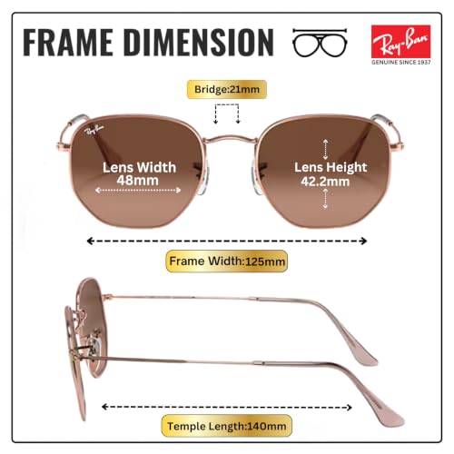 Image of Ray-Ban RB3548N HEXAGONAL FLAT LENSES Square-Round Shape Sunglasses for Men & Women with Official Eyewear Kit