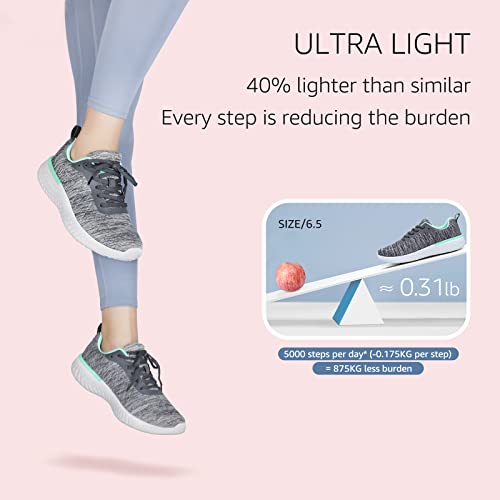 Stq Walking Shoes For Womens Lightweight Comfortable Casual Sports Shoes Athletic Sneakers Grey/Green 7.5 #TOP3