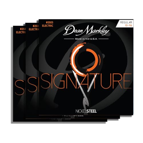 Dean Markley Electric Guitar Strings Signature 6 Steel Set Nickel Wound Guitar Strings Regular, Soft Electric Guitar Strings for Superior Tone and Sustainability, 10-46, 2503 Regular Gauge Pack Of 3 Dean Markley Electric Guitar Strings Signature 6 Steel Set Nickel Wound Guitar Strings Regular, Soft Electric Guitar Strings for Superior Tone and Sustainability, 10-46, 2503 Regular Gauge Pack Of 3
