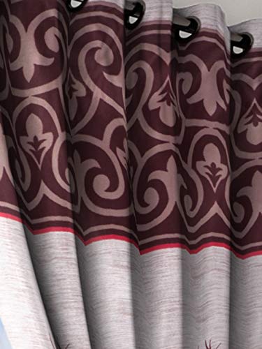 Home Sizzler 2 Piece Garden Panel Eyelet Polyester Window Curtains - 5 Feet, Maroon