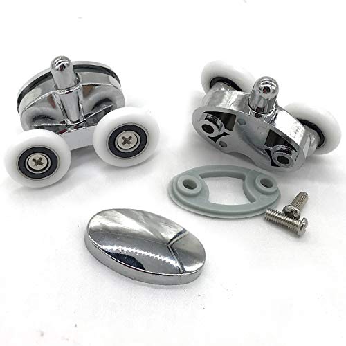 Image of YUANQIAN Set of 4 New Oval Butterfly Twin Wheel Shower Door Rollers 25MM
