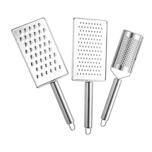 ZUNOXAZ 3個点ステンレス製多機能野菜カッター 手持ちチーズグレーター 粗目 細目おろし器 ノンスリップハンドル付き 生姜 ジャガイモ ニン
