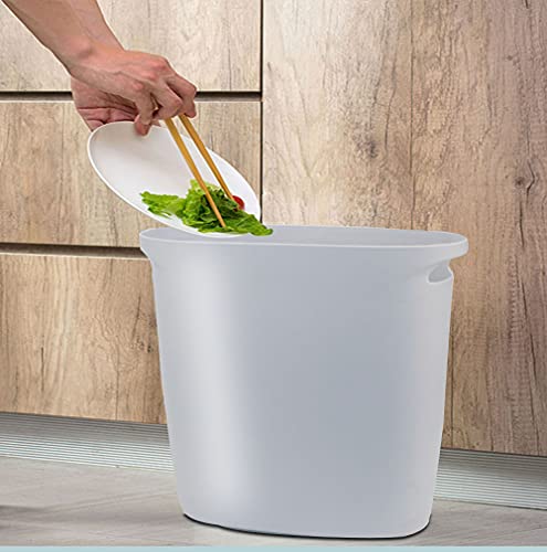 Image of 4 Gallon Small Trash Can Bathroom Wastebasket Garbage Can for Kitchen Office Bathroom Bedroom (White+Gray, 4 Gallon(2 Pack))