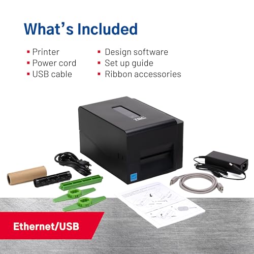 Image of TSC TE210 Desktop Thermal Label Printer for Postage, Shipping Tags, Receipts, Barcodes, Retail, Small Business, School, Home Office, and Stickers, USB, Ethernet, Serial, 4 Inch Width