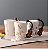 utensilios de cocina en ingles y su pronunciacion  Ouken 1PC 300ML Taza de cerámica con Mango de Instrumento Musical Note Taza de té Taza de Coffe Tabla Agua de Botella Accesorios de Cocina