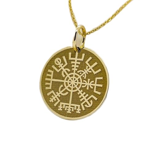 Bijou boussole viking argent plaqué or avec chaîne 45.7 cm pour homme et femme