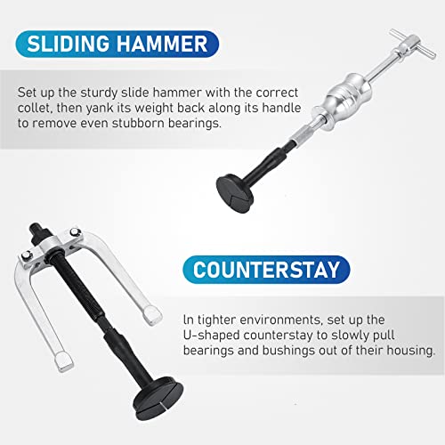 Atpeam Blind Hole Collet Bearing Race And Seal Puller Extractor Kit | 16Pcs Blind Hole Bearing Puller Blind Hole Bearing Puller Slide Hammer Pilot Insert Inner Bearing Removal Tool Set #TOP3