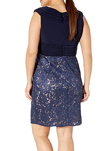 Image of Alex Evenings Women's Plus-Size Midi Cap Sleeve Dress with Sequin