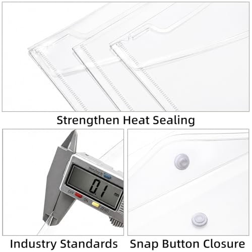 Image of Goaste 30 Pack Clear Plastic Envelopes, 11x17 Inch Snap Closure File Folders, A3 Document Storage Organizers, Reusable Poly File Holder for Office School Home Blueprints Drawings Construction Plans