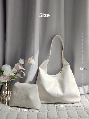 Image of Women's Tote Satchel Shoulder Top Handle Hobo Bag Set White