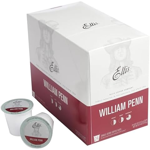 Ellis Coffee - William Penn - Medium Roast - Single Serve Coffee Pods - For Use in Most K-cups and Keurig 2.0 Brewers - 24 Coffee Pods Cover