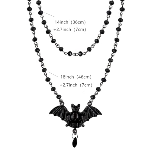 Gothic Bat Necklaces Moon Cross Necklaces Black Crystal Chain Halloween Black Pendant Choker Halloween Jewelry for Woman2