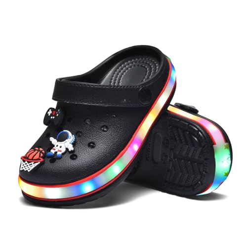 Image of XPKWS Toddler Kids Clogs Boys Girls LED Garden Shoes Light up Sandals Slip on Quick Dry Beach Slippers