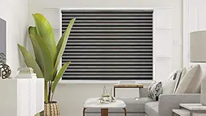 ZEBRA BLINDS Polyester Blend Curtain Blinds for Windows (Grey, 6 Feet)