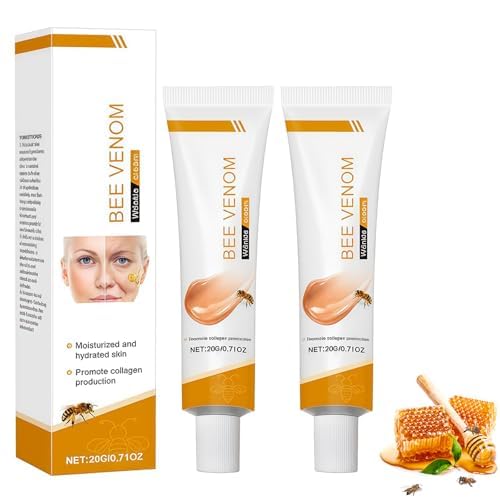 Crema con Veneno de Abeja Anti-Arrugas Rostro y Cuello - Crema Hidratante Natural para Piel Más Firme y Tensada - Antiaging para Todo Tipo de Piel - 2 x 20g (2 Unidades)