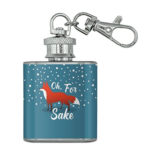 Oh For Fox Sake Funny on Teal Stainless Steel 1oz Mini Flask Key Chain
