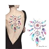 Temporary Tattoo Dream Catcher Bohemia Tribal Style, Colorful Feather Wind Chimes Temporary Tattoo