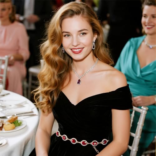 Red Gem Waist Belt Halloween Women Cosplay Waist Chain Adjustable Costume Rhinestone Belt for Cosplay Accessories4