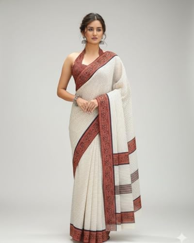 Image of Jack & Jini Women's Pure Georgette Floral Printed Saree with Unstitched Blouse Piece | Ready to Wear Casual & Daily Wear Sari for Women | Gift for Mother, Wife. Saree for women