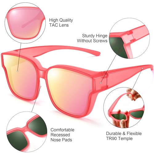 Image of URUMQI Polarized Sunglasses Fit Over Glasses Women Men UV400 Trendy Shades