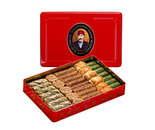 Hafiz Mustafa 1864 Istanbul Baklava Pastry Box - Baked Baklava Dessert Snacks Made from Fresh Phyllo Dough Sheets, Pistachio, Hazelnut, Walnut - Turkish Sweets Tray Gift Ideas for Birthday, Christmas