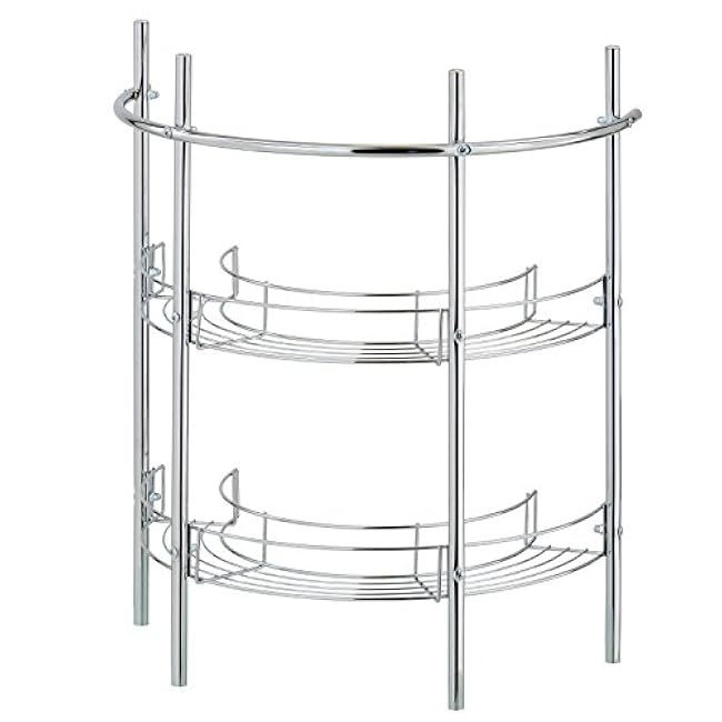 MyGift Chrome Plated Metal Under-the-Sink Rack with 2 Display Shelves