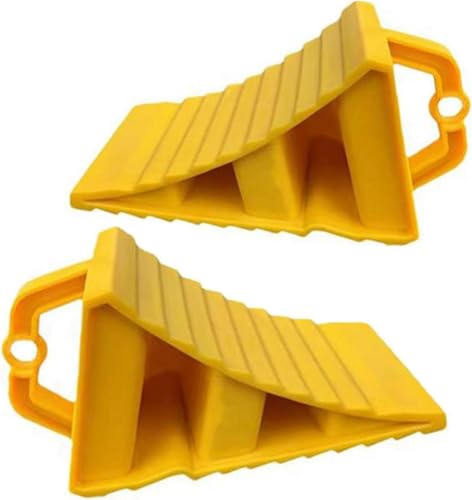 Whrcy 2pcs Cale Roue Voiture, Cale Roue Caoutchouc,Cales De Roue avec Poignée Antidérapante, Encliquetage De Roue en Plastique,cale Camping Car pour Camion, Butée De Roue Polyvalente Antidérapante