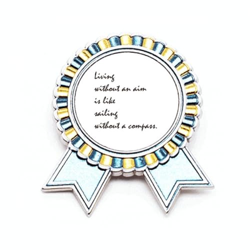 Broche avec citation philosophique en métal M pour affirmer vos valeurs de vie