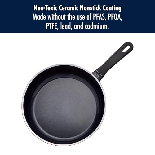 Image of HENCKELS x EMERIL Lagasse Nola 11-Inch Nonstick Saute Pan with Lid, PFAS-Free Aluminum Cookware, Made in Italy, Oven Safe Ceramic Nonstick Fry Pan