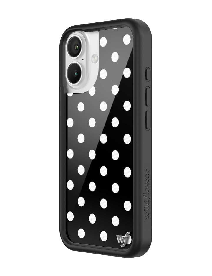 Image of Wildflower Cases - Compatible with iPhone 16 | Protective Bumper, 6.5ft Drop Test Certified, Women Owned Small Business | Polka Dot - Black & White