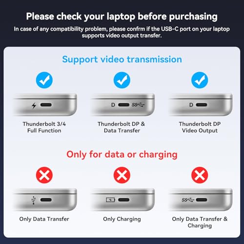 Splitter Thunderbolt a HDMI DP de 3 salidas con entrega de energía de 100W para multipantalla 5