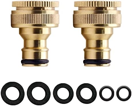 2 Pack Brass Garden Hose Tap Connector,1/2 inch Brass Male Threaded Tap Connector for Hose Pipe,Copper 1/2" BSP Hose Connector Male Watering Fittings for Threaded Faucet Adapter Quick Connector