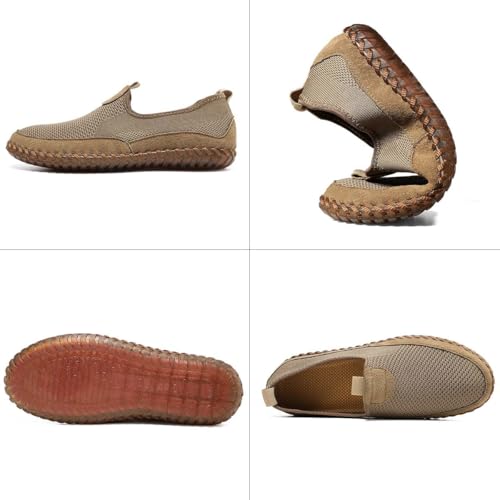 Image of Men's Genuine Leather Loafer Shoes Slip On Soft Walking Shoes Perforated Driving Shoes