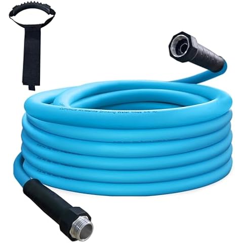 Cupohus RV Drinking Water Hose 50FT with Storage Strap, No Kinking 5/8''ID Premium Fresh Water Hose for RV, Marine, Camper, Truck, Car, Garden Cover