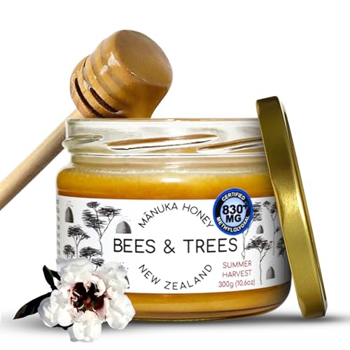 Bees & Trees Manuka Honey 830+ MGO – New Zealand Pure Monofloral,...