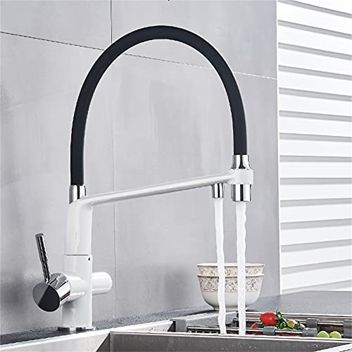 Robinet d'eau pure pour évier de cuisine avec bec rétractable blanc chrome - 3