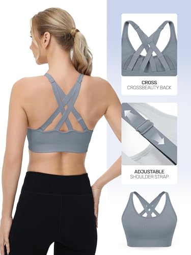 VEQKING Women's Adjustable Sports Bra - Padded Yoga Strappy Bra for Low Impact, Comfortable Support, Moisture Control2