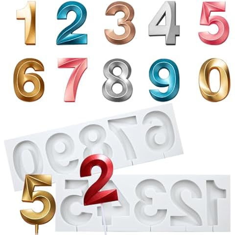 Tongker Opera Art 0-9 Number Mold, Silicone Fondant Mold for Cake Topper Cupcake Decorating and Digital Cookies Candy Chocolate Lollipop Candle Making Cover